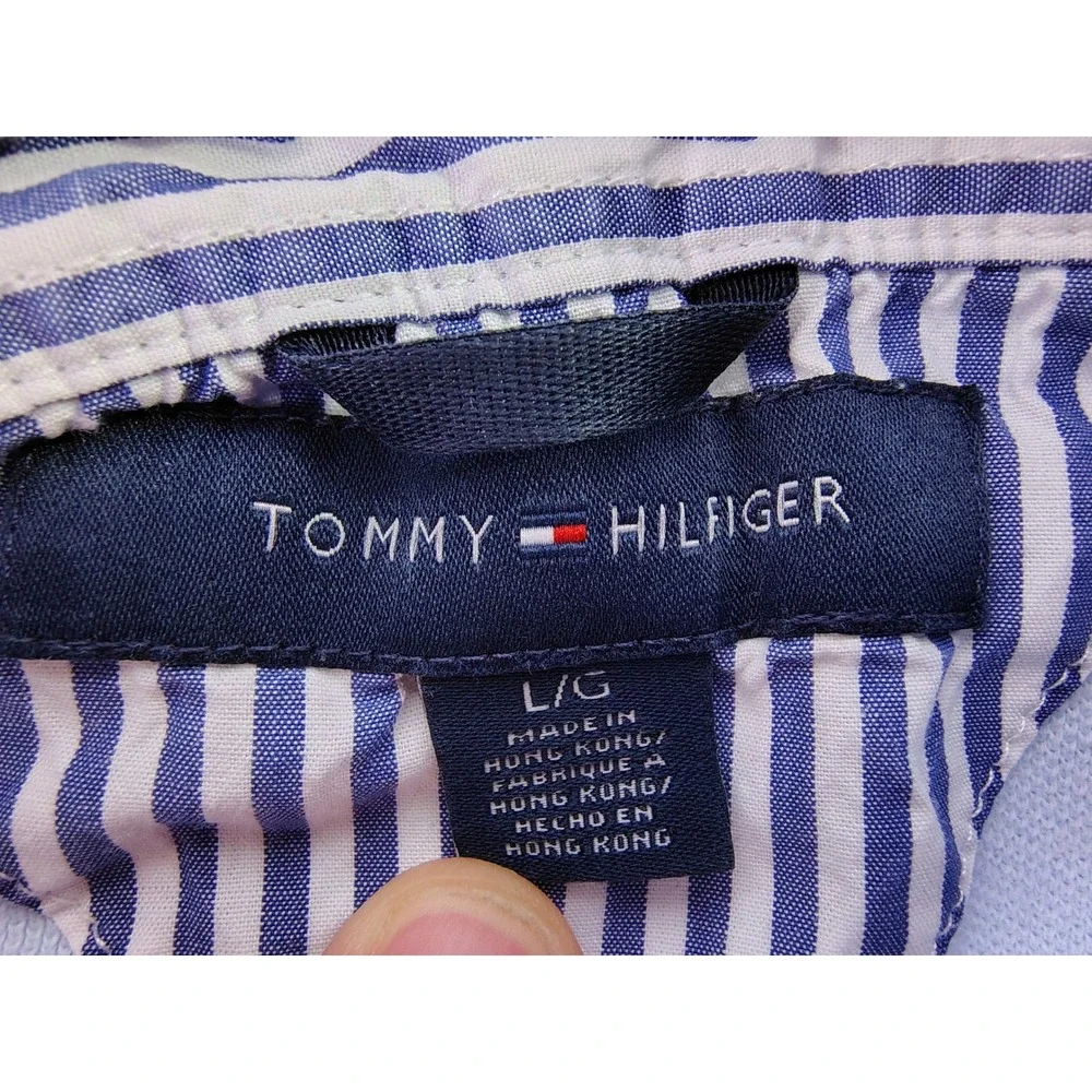 Tommy Hilfiger Polo Shirt Mens Large L Blue Pique Short Sleeve Casual Prep